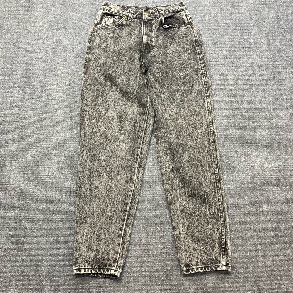 CHIC Jeans Womens 9 24x28 Petite Black Acid Wash Stone Wash USA Made 80s VTG